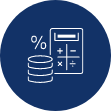 Hassle-free tax services icon featuring a calculator and coins, representing Mark Rivera CPA's expertise in tax preparation and planning for individuals and small businesses.